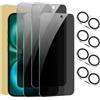 Generic Confezione da 4 + 4 pellicole protettive per iPhone 16 Plus con protezione per obiettivo della fotocamera, copertura completa, pellicola in vetro temperato anti-spia, durezza 9H, facile installazione