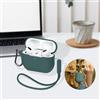 Generic Compatibile con custodia AirPods Pro di seconda generazione, cuffie in morbido silicone con portachiavi, cinturino da polso, protezione completa per auricolari di ricarica per AirPods Pro di seconda
