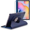 ebestStar - Cover per Samsung Galaxy Tab S6 Lite 10.4 P610 P615 (2022, 2020), Custodia Protezione Rotazione 360, Pelle PU, Blu scuro + Vetro Temperato