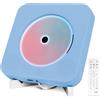 Adirigo Lettore CD Portatile Bluetooth Lettore CD a Parete e da Tavoloe | Altoparlanti Hifi Incorporati, Boombox Audio Domestico con Telecomando, Lettore CD Supportato AUX/USB, per Regali (Blu)