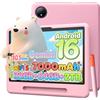 Luzglo P10 Kid Tablet Bambini 10 Pollici, Tablet Android 16, 90Hz, 32GB RAM+64GB ROM, 7000mAH, Vetro Curvo 2.5D, WiFi5/Face ID/OTG/Widevine L1, Include Accessori per Tablets per Bambini, Rosa