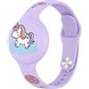 Meliya Braccialetto per Airtag impermeabile per bambini,Custodia per cinturino in silicone localizzatore GPS Braccialetto per airtag bambino antigraffio (Unicorno)