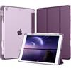 MoKo Cover per iPad 9a/8a/7a Generazione 10,2 Pollici con Portapenna | Custodia per iPad 10,2 2021/2020/2019, Trifold Sottile Leggera Cover con Retro PC Rigido Traslucido, Viola Scuro