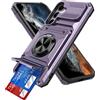 IMEIKONST Cover per Samsung Galaxy A26 5G con Porta Carte, Militare Armor Protezione Metallo Anello Supporto Custodia Antiurto TPU Bumper Case per Samsung Galaxy A26 5G. Viola TCKB