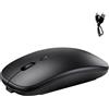 LifgWas Mouse senza fili Ricaricabile Mouse Bluetooth Doppia Modalità Silenziatore Wireless 2.4G e Mouse Bluetooth per PC Portatile Tablet Ultra Sottile e Portatile Nero Opaco, 1600 DPI