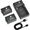DSTE DMW-BMB9 DMW-BMB9E Batteria (2 pezzi) e Caricatore Compatibile con Panasonic Lumix DMC-FZ40 DMC-FZ45 DMC-FZ60 DMC-FZ62 DMC-FZ70 DMC-FZ72 DMC-FZ100