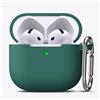 Generic Custodia per AirPods 4 2024, custodia protettiva in morbido silicone per Apple AirPods di quarta generazione, per donne e uomini, custodia per AirPod 4, accessori con portachiavi, verde ago di pino