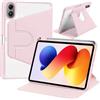 ZoRoll Custodia per Xiaomi Redmi Pad 2 Pro 12.1 pollici/Xiaomi POCO Pad M1 12.1, Supporto Sottile con Retro Rigido Cover Supporto Girevole a 360°, Portapenne, con Auto Svegliati/Sonno - Rosa