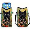 Generic Simpatica borsa a tracolla con gatto, borsa a tracolla Fantasy leggera per cellulare con tracolla, custodia a tracolla per telefono, borsa a tracolla da spalla per viaggi, regali di compleanno per