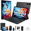 WOREGOO 11 Pollici Tablet Android 15, 4G LTE e 5G WiFi, Octa-Core, 36GB RAM+512GB ROM (1TB TF), 2K 2000x1200 FHD Display, Widevine L1, GMS/GPS/8+13MP/Batteria 9580mAh con Tastiera+Mouse(Nero)