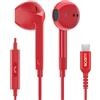 LUDOS FEROX Cuffie USB C, Garanzia 5 Anni, Auricolari USB C In-Ear per iPhone 16 15 Pro Max Plus iPad, Cuffie Type C con Microfono per Samsung Galaxy S24 S23 Ultra S22 S21 FE S20 3 4 A53 A54 - Rosso