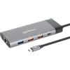 Manhattan 130714 replicatore di porte e docking station per laptop Cablato USB 3.2 Gen 2 [3.1 Gen 2] Type-C Grigio (USB-C DOCK/HUB 9-PORT- - ENET/HDMI[X2]/USB-A[X5]/-C[X2]PD)