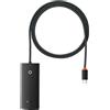 Baseus HUB Lite Series 4 in 1 - USB-C a 4xUSB 3.0 + 1 x Type-C 15W, con cavo da 1 m, nero (WKQX030401)