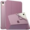 MoKo Cover per iPad mini 7a(A17 Pro)/6a 8,3 pollici 2024/2021, Viola Fumé | iPad Cover in TPU e Pelle PU Semi-Trasparente Sostegno Supporto Sottile con Morbido TPU Cover con Auto Svegliati/Sonno