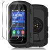 Ermorgen Custodia in Silicone per Garmin Edge 850/550 Case + 2 Pellicole Protettive in Vetro Temperato - Protezione Antiurto - Nero