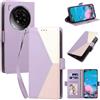 Generico DayQiQiPu Custodia per ZTE Nubia Z50S Pro (6,8 Pollici) Cover in Pelle PU con Colori Dopamina Custodia a Portafoglio Ribaltabile Antiurto Caso con Cinturino da Polso, Viola