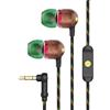Marley House of Marley Smile Jamaica Cuffie In Ear Auricolari con Filo - Nero | Microfono Incorporato, Isolamento Acustico, Cuscinetto da 9.2 mm, 2 Misure, Cavi Antigroviglio, Materiale Riciclato