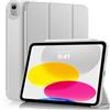 MoKo Cover per iPad (A16) 11a/10a Gen. (2025/2022), Argento | Cover Protettiva Sottile a Tre Pieghe Supporto, Caso Smart Folio con Retro TPU Morbido Touch ID Sveglia/Sonno