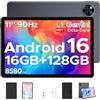 ANYREAL Android 16 Tablet Con Tastiera, Tablet 11 Pollici Gemini AI, Unisoc T7200 Octa-Core, 16GB+128GB, 8580mAh&90Hz, WiFi 5G, Widevine L1, Face ID, GPS, OTG, Audio 3.5mm,Tablet Con Penna