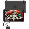 Ulefone RugKing Pad Pro Tablet Rugged Android 16, Octa-Core Tablet Robust 8.68 Pollici, 16GB RAM+128GB ROM/2TB, 7100mAh, 16MP Camera Torcia Elettrica, Tablet con Dual SIM 4G+eSIM/NFC/GPS/OTG/Garanzia