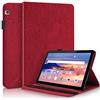 Aswant Custodia Huawei Mediapad T5 10 Cover in Pelle PU Albero in Rilievo Portafoglio Flip Stand Case con Porta Penna Slot Schede Custodia Tablet per Huawei Mediapad T5 10.1 Pollice 2018 Rosso