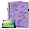 Bemoloon PU Tablet Cover per Samsung Galaxy Tab S10 Lite/S10 FE/S9 FE 10.9 SM-X510/X520 Stampa Gatto e Farfalla, Custodia a Libro, Tasca per Carte, Portapenne, Gatto Viola