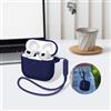 Generic Compatibile con custodia AirPods di 4 generazione [2024], cuffie in morbido silicone con portachiavi, cinghia da polso, copertura protettiva completa per auricolari per AirPods di 4a generazione, blu