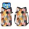 Generic Borsa a tracolla colorata con gatto, graziosa borsa leggera per cellulare con tracolla, borsa a tracolla per viaggi, regali di compleanno per donne