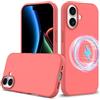Nikaque Custodia per iPhone 17 in silicone liquido, supporto magnetico, sottile, protettiva, antiurto, in gomma morbida gel, corallo