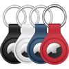 JETech Cover in Silicone con Portachiavi per AirTag 2ª/1ª Gen | Nero/Bianco/Blu Marino/Rosso, Confezione da 4, Custodia Design Vestibilità Sicura, Set Multicolore, per Bambini