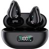 Bitstik Open-Ear Senza Fili Cuffie Bluetooth Clip On Mini Auricolari Caso di Ricarica Auricolari Sport Bone Conduction Auricolari per Allenamento Guida Walking (Nero)