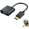 Vomtaric Adattatore DisplayPort a VGA DP maschio a VGA femmina 1080P, convertitore attivo Full HD, connettore placcato oro con blocco, compatibile con PC portatile monitor proiettore Lenovo Dell HP ASUS