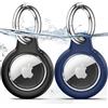 TNSNK Custodia per AirTag Portachiavi, Black+Navy Blue | Impermeabile, chiusura girevole, antigraffio e antiurto, senza perdita di segnale. Per bici e animali. Materiale: PC+TPU.