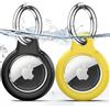 TNSNK Custodia per AirTag Portachiavi, Black+Yellow | Impermeabile, chiusura girevole, antigraffio e antiurto, senza perdita di segnale. Per bici e animali. Materiale: PC+TPU.