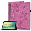 Bemoloon PU Tablet Cover per Samsung Galaxy Tab S10 Lite/S10 FE/S9 FE 10.9 SM-X510/X520 Stampa Gatto e Farfalla, Custodia a Libro, Tasca per Carte, Portapenne, Gatto Rosa