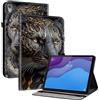 Generico DayQiQiPu Custodia per Lenovo Tab M10 HD Gen 2 (2a Gen) TB-X306 (10,1 Pollici) Cover Ribaltabile in pelle PU Motivo Leone Oro Nero Guscio Portafoglio con Supporto Custodia Multifunzionale, 04