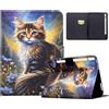 Generico DayQiQiPu Custodia per Samsung Galaxy Tab S8 SM-X700/X706 (11 Pollici) Portafoglio con Caso a ribalta in Pelle PU Sottile Cover intelligente Motivo Gatto Stella con Auto Wake/Sleep,01