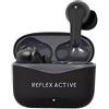 Reflex Active Cuffie inear PRO TWS con BT5.2 con cancellazione attiva del rumore e funzione di trasparenza Safe Space. Finitura in gomma nera con logo sulla custodia