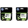 HP 305XL - Confezione da 2 cartucce d'inchiostro nero e tre colori grandi capacità originali (6ZA94AE)