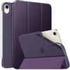 MoKo Cover per iPad mini 7a(A17 Pro)/6a 8,3 pollici 2024/2021, Viola Scuro | iPad Cover in TPU e Pelle PU Semi-Trasparente Sostegno Supporto Sottile con Morbido TPU Cover con Auto Svegliati/Sonno