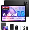 BEYNIVAN Tablet 11 Pollici Android 15 Tablet in Offerta con 4G LTE/5G WiFi, 36GB RAM+256GB ROM+2TB Espansione,8000mAh,Foto AI16MP+8MP,Face ID/GPS/BT 5.0/TÜV,tablets con Tastiera,Nero