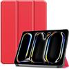 DWaybox Custodia per iPad Pro 11 2025 M5 A3357/A3358, Cover Folio Sottile con Guscio Rigido, Supporto Multiangolo e Rivestimento Intelligente, Protezione Totale -Rosso