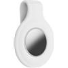 kwmobile Custodia Compatibile con Apple AirTag - Cover per Air Tag con Gancio Incorporato - Rivestimento Gommato in Morbido Silicone Antigraffio bianco