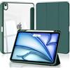 4UBonLife Custodia per iPad Air 11 Pollici M4/M3/M2 (2026/2025/2024), iPad Air 5a/4a Gen 10,9 con Portapenna Cover Retro Rigido Trasparente, Smart Case Antiurto Anti-Ingiallimento, Verde Notte