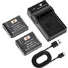 DSTE 2PCS DMW-BLH7 Batteria e Caricabatterie Compatibile per Panasonic Lumix DMC-GM1 DMC-GM1K DMC-GM1W DMC-GF7K
