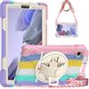 Gerutek Cover per Samsung Galaxy Tab A7 Lite 8,7 Pollici 2021, SM-T220/T225/T227 Cover Robusta in Silicone Resistente con 360 Supporto Rotante e Tracolla Custodia per Galaxy Tab A7 Lite, Arcobaleno