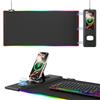 KDD Tappetino per Mouse con Supporto Telefono - Tappetino da Scrivania con Ricarica Wireless Rapida da 15 W - Sottomano da Gioco con Superficie Ultra Liscia, Base Antiscivolo, Accessori da Scrivania