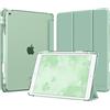 MoKo Cover per iPad 9a/8a/7a Generazione 10,2 Pollici con Portapenna | Custodia per iPad 10,2 2021/2020/2019, Trifold Sottile Leggera Cover con Retro PC Rigido Traslucido, Verde Agave