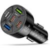 VIKATY Caricatore Auto USB C Accendisigari 65W, Presa Multi USB Rapida a 5 Porte | Caricabatterie auto ricarica rapida QC 3.0, adattatore usb c fast charge per smartphone, pc e tablet iPhone o Samsung