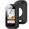 Effcotuo Custodia per Garmin Edge 850 | 550 Cover con 2 Pellicola Protettiva Vetro Temperato Silicone Custodia in Silicone Impermeabile e Anti-Caduta - Cover per Accessori GPS da Ciclismo (Nera)